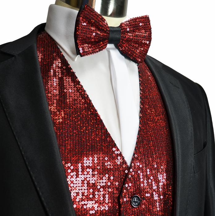 Formal Men's Sequence Tuxedo Vest and Bow Tie | Paul Malone