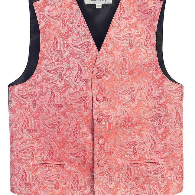 Coral Formal Boys Paisley Tuxedo Vest Set Gioberti Vest - Paul Malone.com