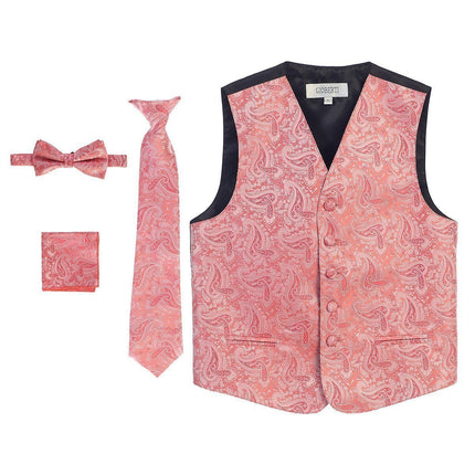 Coral Formal Boys Paisley Tuxedo Vest Set Gioberti Vest - Paul Malone.com