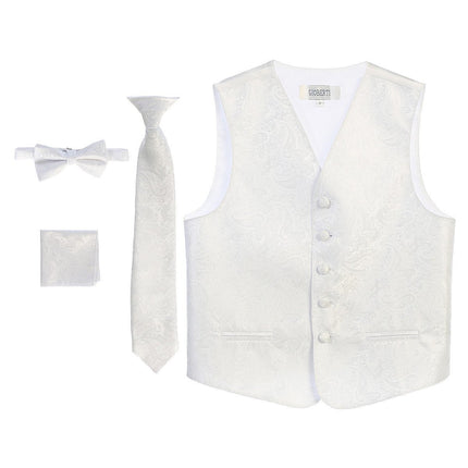 White Formal Boys Paisley Tuxedo Vest Set Gioberti  - Paul Malone.com