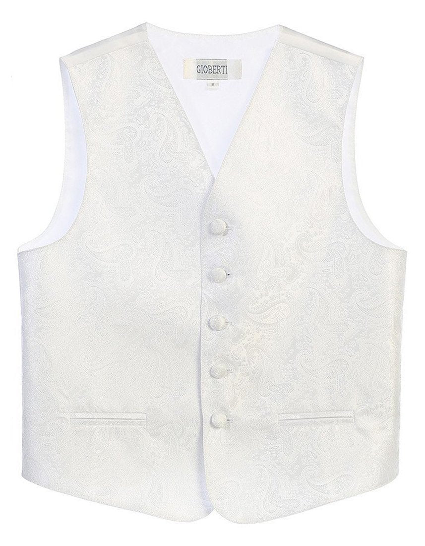 White Formal Boys Paisley Tuxedo Vest Set | Paul Malone