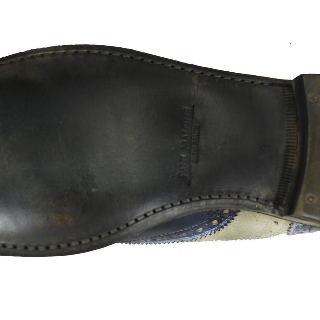 VERONA Full Leather Grey and Navy Wing Tip Oxfords Paul Malone Shoes - Paul Malone.com