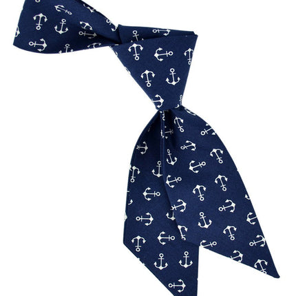 Navy and White Anchor Pattern Womens Tie Tie Passion Womens Ties - Paul Malone.com