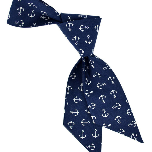 Navy and White Anchor Pattern Womens Tie Tie Passion Womens Ties - Paul Malone.com
