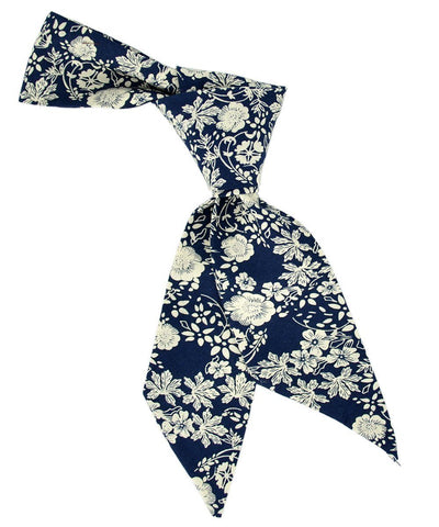 Navy and Ivory Floral Women's Tie Tie Passion Womens Ties - Paul Malone.com