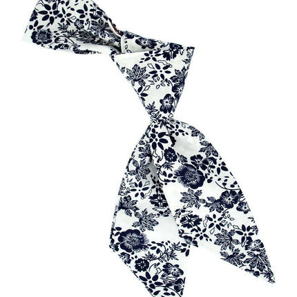 White and Navy Floral Women's Tie Tie Passion Womens Ties - Paul Malone.com