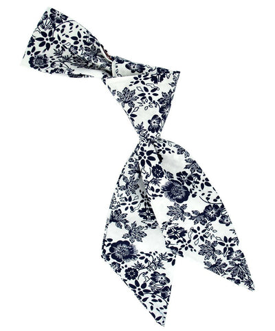 White and Navy Floral Women's Tie Tie Passion Womens Ties - Paul Malone.com