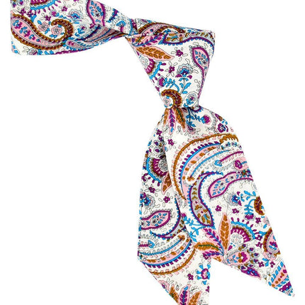 Pink, Purple, Blue and Bronze Paisley Patterned Hair Tie Tie Passion Womens Ties - Paul Malone.com