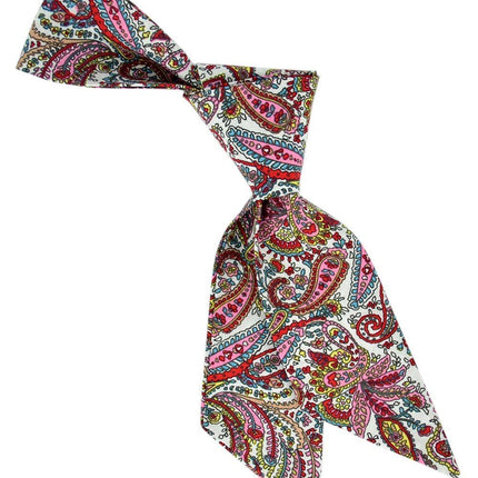 Pink, Red, Aqua and Yellow Paisley Patterned Hair Tie Tie Passion Womens Ties - Paul Malone.com