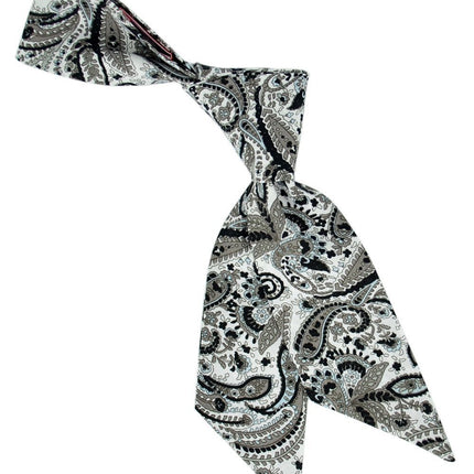 Grey, Black and Light Blue Paisley Pattern Womens Tie Tie Passion Womens Ties - Paul Malone.com