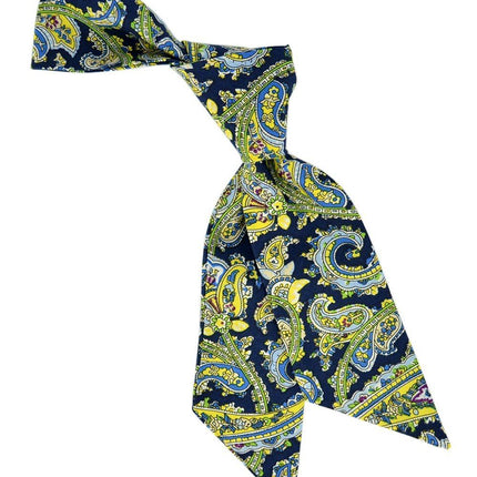 Navy, Green and Yellow Paisley Pattern Womens Tie Tie Passion Womens Ties - Paul Malone.com