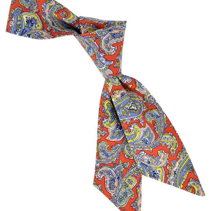 Red, Stonewash and Yellow Paisley Pattern Hair Tie Tie Passion Womens Ties - Paul Malone.com