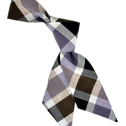Purple, Taupe and Black Plaid Women's Hair Tie Tie Passion Womens Ties - Paul Malone.com