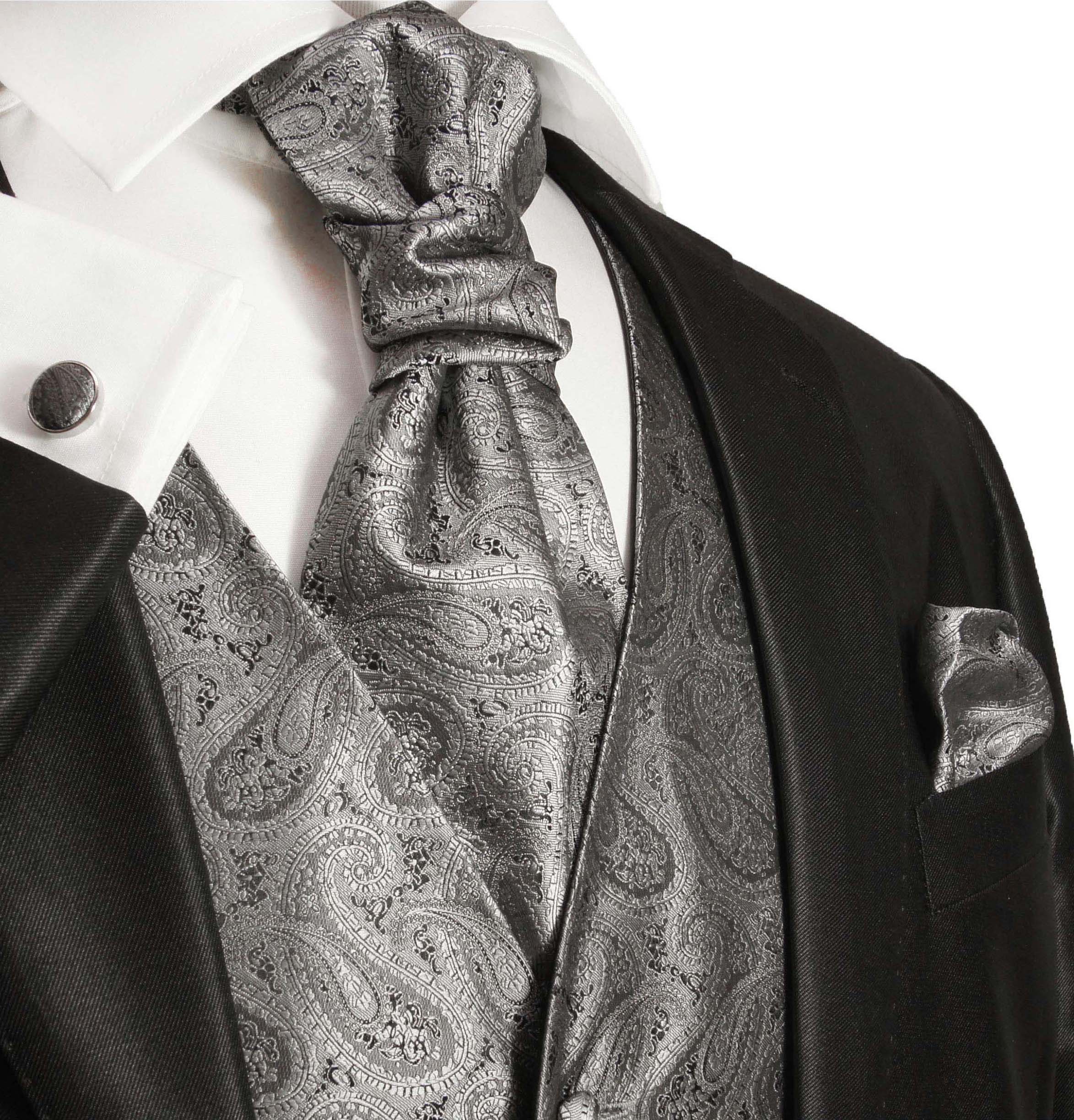 Silver Gray Paisley Tuxedo Vest Set | Paul Malone