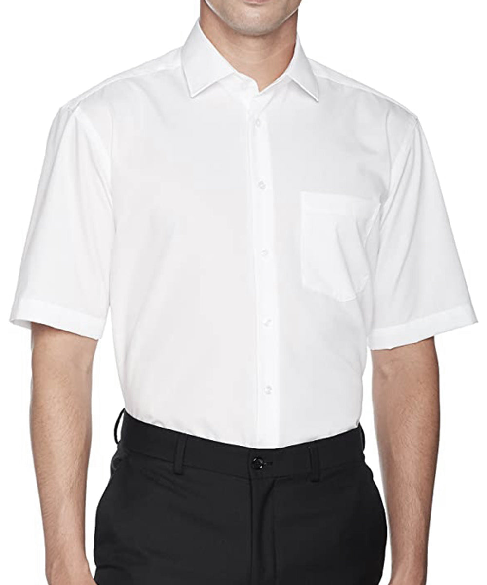 White Poplin Short Sleeve Dress Shirt | Paul Malone