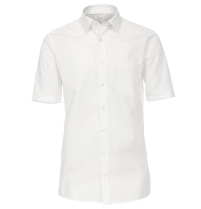 White Poplin Short Sleeve Dress Shirt Modena Shirts - Paul Malone.com
