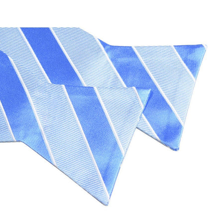 Light Blue Striped Silk Bow Tie Paul Malone Bow Ties - Paul Malone.com
