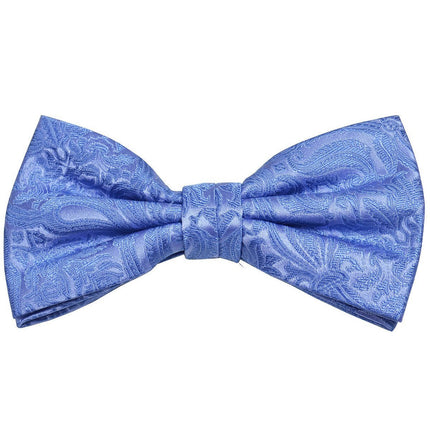 Azure Blue Paisley Silk Bow Tie Paul Malone Bow Ties - Paul Malone.com