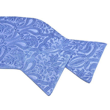 Azure Blue Paisley Silk Bow Tie Paul Malone Bow Ties - Paul Malone.com