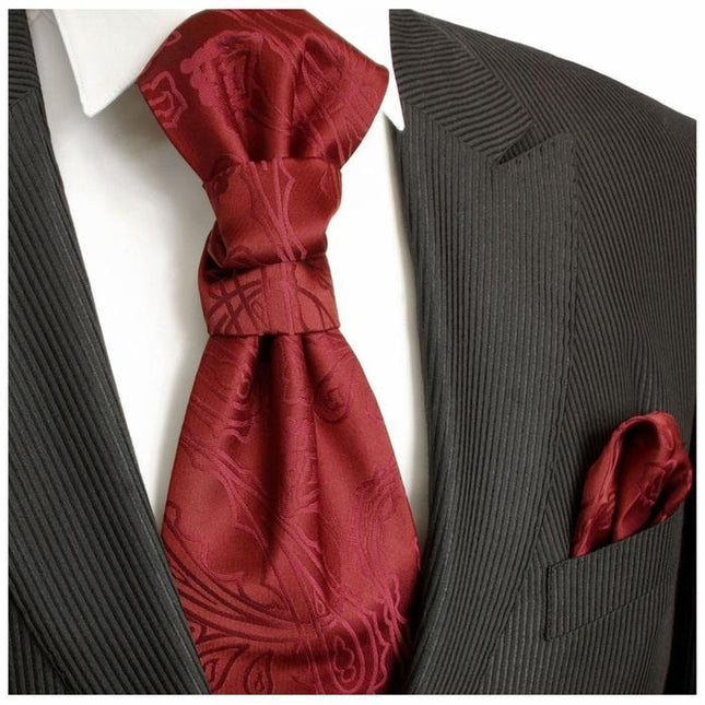 Burgundy Paisley Cravat and Pocket Square Set Paul Malone Cravat - Paul Malone.com