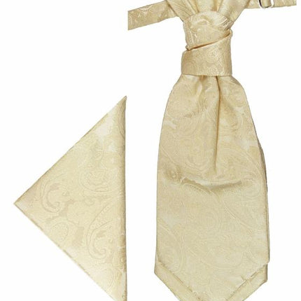 Champagne Paisley Cravat and Pocket Square Set Paul Malone Cravat - Paul Malone.com