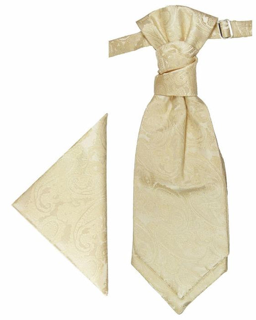 Champagne Paisley Cravat and Pocket Square Set Paul Malone Cravat - Paul Malone.com