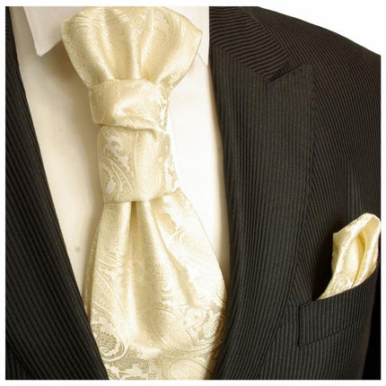 Champagne Paisley Cravat and Pocket Square Set Paul Malone Cravat - Paul Malone.com