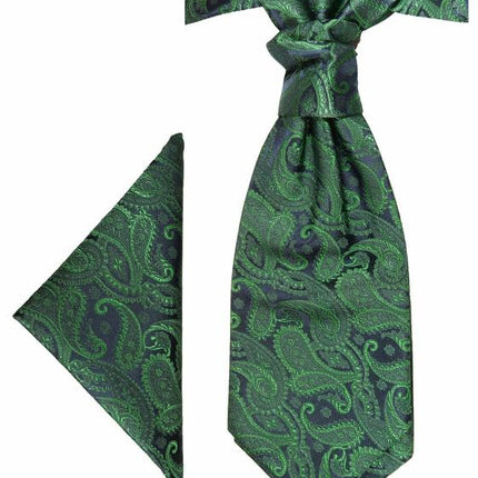 Emerald Green Paisley Cravat and Pocket Square Set Paul Malone Cravat - Paul Malone.com