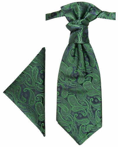 Emerald Green Paisley Cravat and Pocket Square Set Paul Malone Cravat - Paul Malone.com