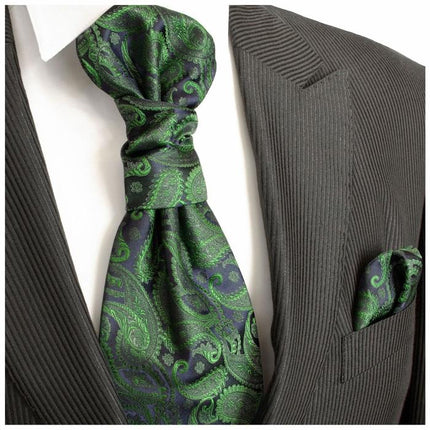 Emerald Green Paisley Cravat and Pocket Square Set Paul Malone Cravat - Paul Malone.com