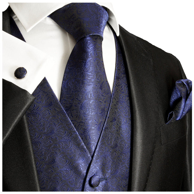 Deep Ultramarine Paisley Tuxedo Vest Set Paul Malone Vest - Paul Malone.com