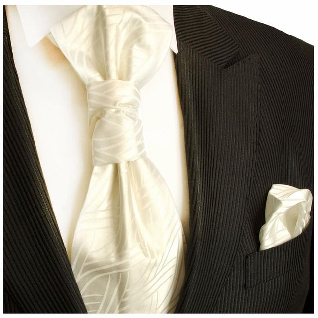 Ivory Cravat and Pocket Square Set Paul Malone Cravat - Paul Malone.com