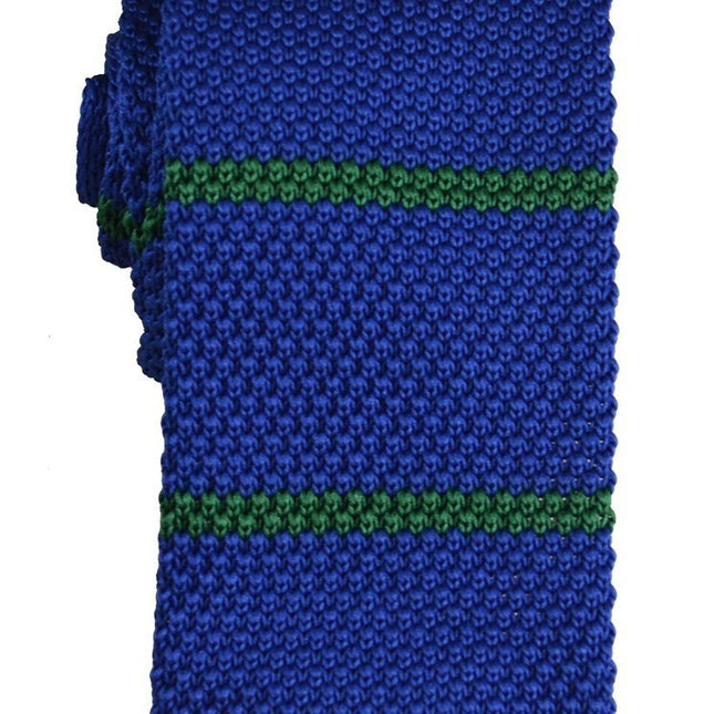 Blue and Green Striped Knit Tie Paul Malone Ties - Paul Malone.com