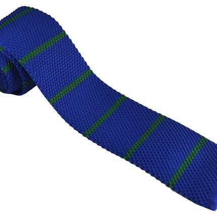 Blue and Green Striped Knit Tie Paul Malone Ties - Paul Malone.com