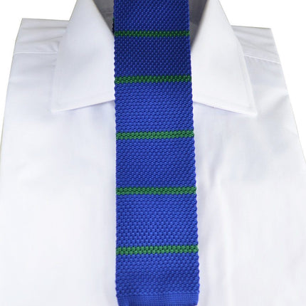 Blue and Green Striped Knit Tie Paul Malone Ties - Paul Malone.com