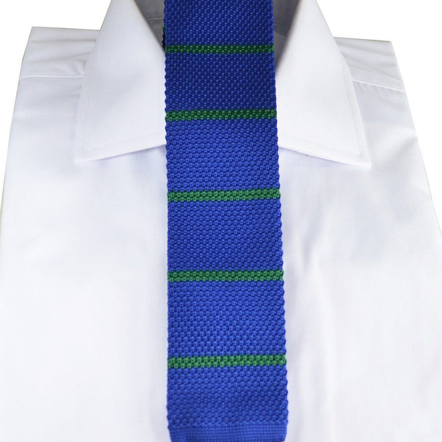 Blue and Green Striped Knit Tie Paul Malone Ties - Paul Malone.com