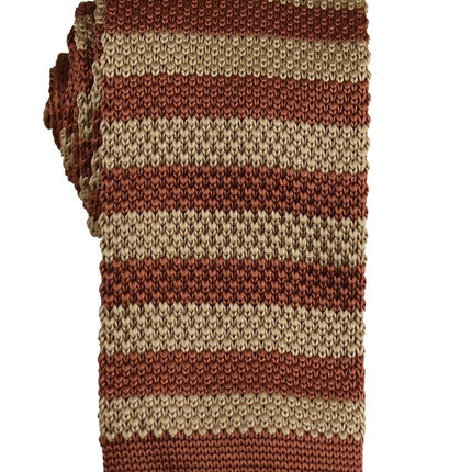 Maroon and Gold Striped Knit Tie Paul Malone Ties - Paul Malone.com