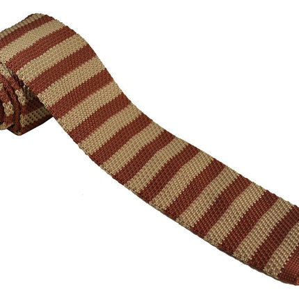 Maroon and Gold Striped Knit Tie Paul Malone Ties - Paul Malone.com