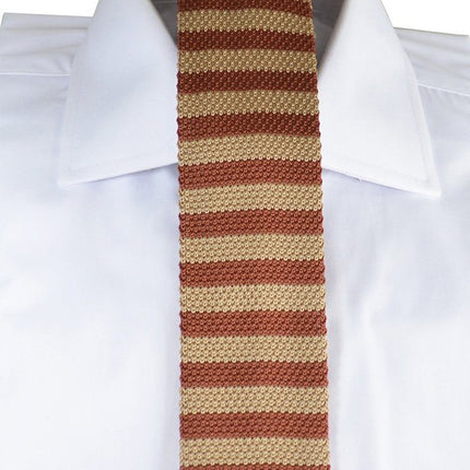 Maroon and Gold Striped Knit Tie Paul Malone Ties - Paul Malone.com