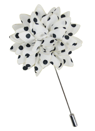 White and Black Polka Dots Lapel Flower Paul Malone Lapel Flower - Paul Malone.com