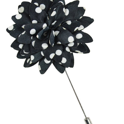 Black and White Polka Dots Lapel Flower Paul Malone Lapel Flower - Paul Malone.com