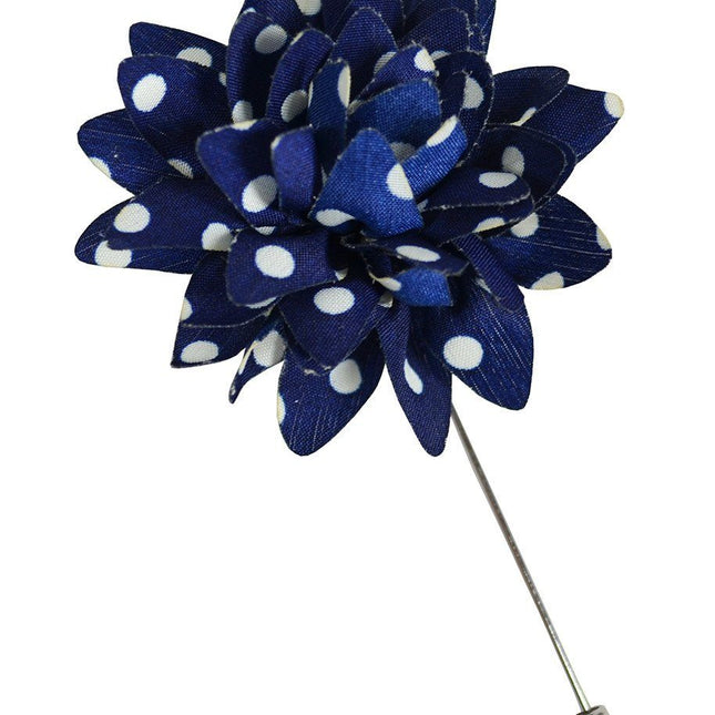 Navy and White Polka Dots Lapel Flower Paul Malone Lapel Flower - Paul Malone.com