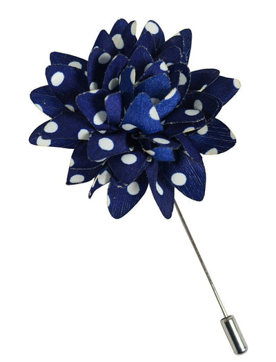 Navy and White Polka Dots Lapel Flower Paul Malone Lapel Flower - Paul Malone.com