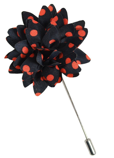 Black and Red Polka Dots Lapel Flower Paul Malone Lapel Flower - Paul Malone.com