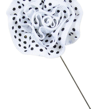 White and Black Polka Dot Lapel Flower Paul Malone Lapel Flower - Paul Malone.com