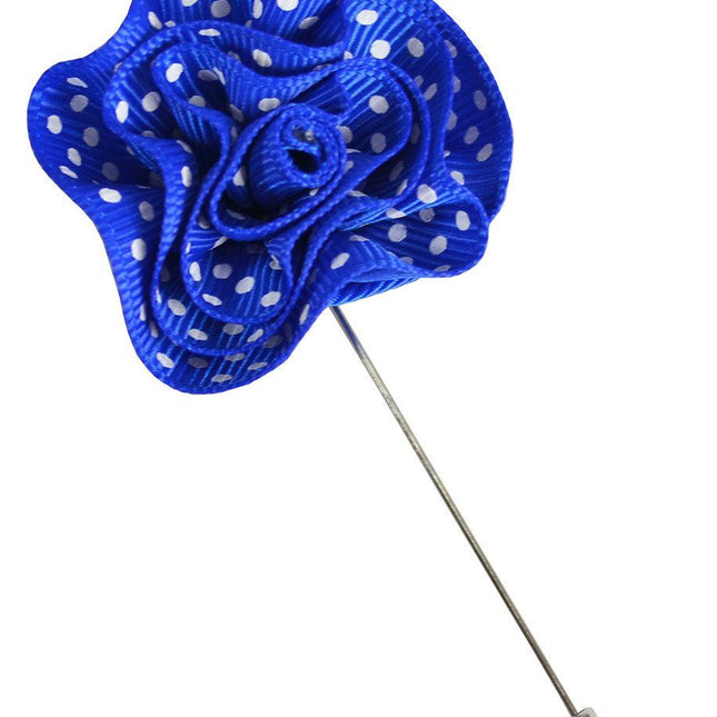 Blue and White Polka Dot Lapel Flower Paul Malone Lapel Flower - Paul Malone.com