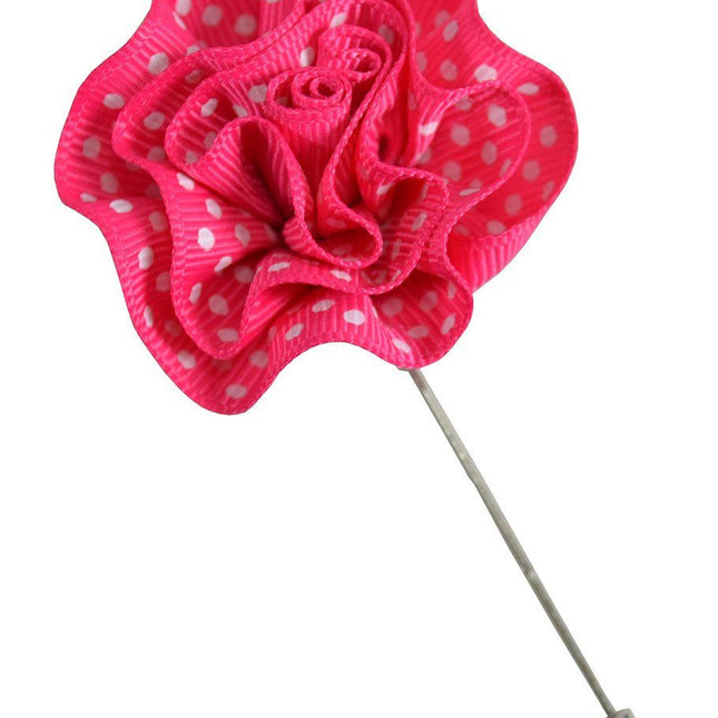 Pink and White Polka Dot Lapel Flower Paul Malone Lapel Flower - Paul Malone.com