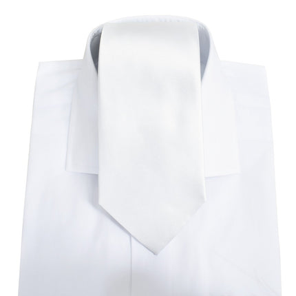 Solid White Necktie and Pocket Square Paul Malone Ties - Paul Malone.com
