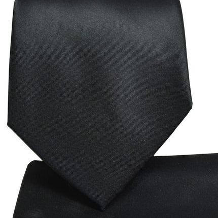 Solid Black Necktie and Pocket Square Vittorio Farina Ties - Paul Malone.com