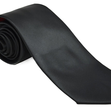 Solid Black Necktie and Pocket Square Vittorio Farina Ties - Paul Malone.com